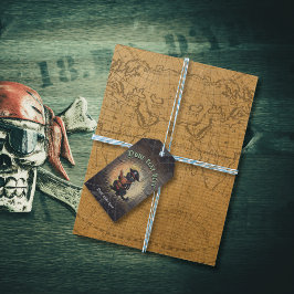 Nieuwsgierige piraat kat ontcijfert oude mysteries cadeaulabel