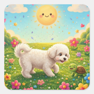 Nieuwsgierige Pup Vierkante Sticker