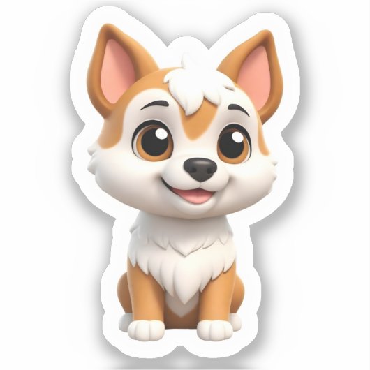 Nieuwsgierige Shiba Puppy Sticker (Voorkant)
