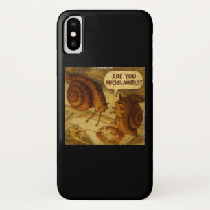Nieuwsgierige Slak & Michelangelo Parodie Cartoon iPhone X Hoesje