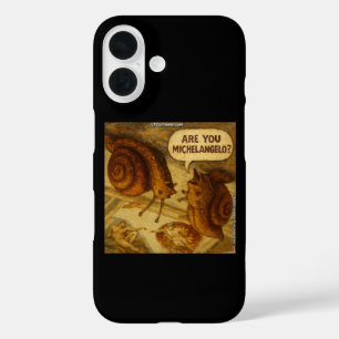 Nieuwsgierige Slak & Michelangelo Parodie Cartoon iPhone 16 Hoesje