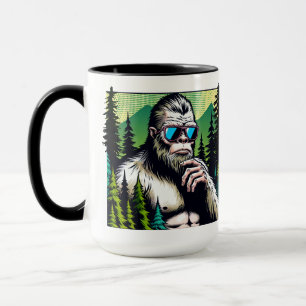 Nieuwsgierige Squatch met zonnebril Mok