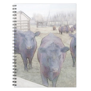 Nieuwsgierige zwarte angus notitieboek