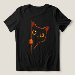 Nieuwsgierige Zwarte Kat Kijkt Rond Dames Minimali Tri-Blend Shirt