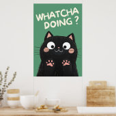 Nieuwsgierige Zwarte Kat Poster (Keuken)
