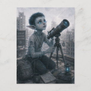 Nieuwsgierigheid / Astronoom / Dak Briefkaart