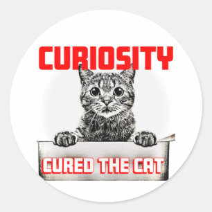 Nieuwsgierigheid geneest de kat ronde sticker