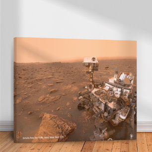 Nieuwsgierigheid Rover Mars Dusty Selfie op Mount  Canvas Afdruk