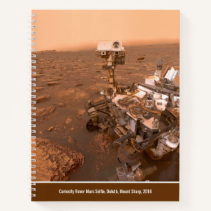 Nieuwsgierigheid Rover Mars Dusty Selfie op Mount  Notitieboek