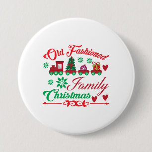 Nieuwskerstkerst met ouderwetse feestdagen ronde button 7,6 cm