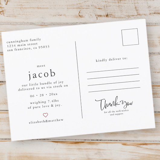 Nieuwste familielid Modern Chic Baby Geboorte Aankondigingskaart