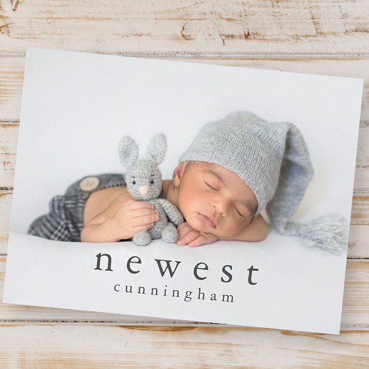 Nieuwste familielid Modern Chic Baby Geboorte Aankondigingskaart