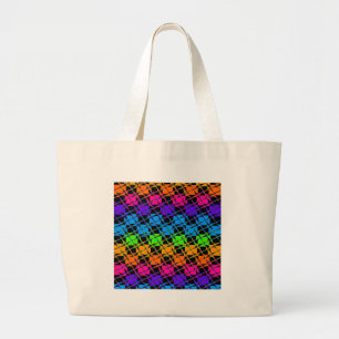 Nieuwste mooie edgy regenboog kleuren geruit ontwe grote tote bag