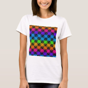 Nieuwste mooie edgy regenboog kleuren geruit ontwe t-shirt