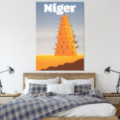 Niger Agadez Moskee reisposter Canvas Afdruk (Insitu (Slaapkamer))