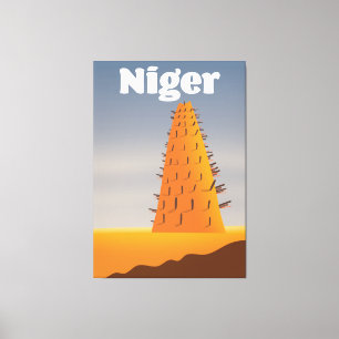 Niger Agadez Moskee reisposter Canvas Afdruk