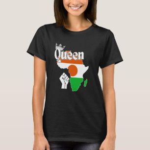 Niger Koningin met Nigerese vlag in Afrika Kaart F T-shirt