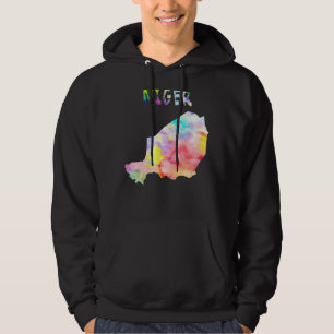 Niger Map Nigerian Colorful map Waterverf illu Hoodie