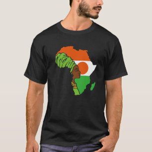 Niger Nigerien Flag Africa Map Ethnic Heritage Bla T-shirt