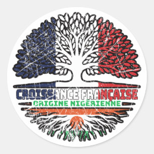 Niger Nigerien French France Tree Roots Flag Ronde Sticker