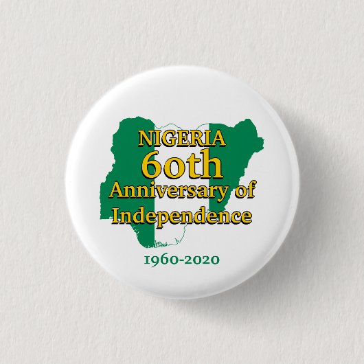 NIGERIA 60e Jubileum Onafhankelijkheid Ronde Button 3,2 Cm (Voorkant)
