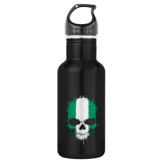 Nigeria Drijvende Splatter Skull Waterfles (Voorkant)