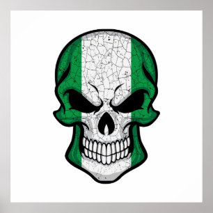 Nigeria glimlachende schedelvlag poster