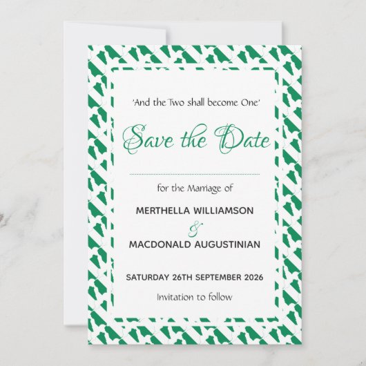 NIGERIA Patriottische Custom Scripture Naija Weddi Save The Date (Voorkant)