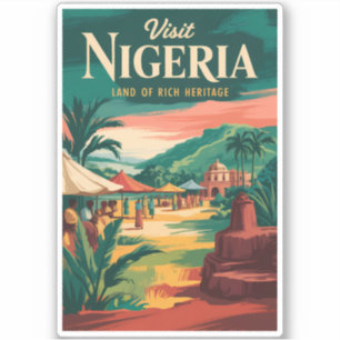 Nigeria Schilderachtige Illustratie Reis Kunst Vin Sticker