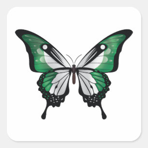 Nigeria Swallowtail Vlinder Vlag Vierkante Sticker