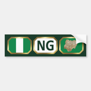 Nigeria Vlag Landkaart Code Bumpersticker