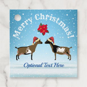 Nigeriaanse Dwarf Dairy Goat Kerstmis in de sneeuw Bedankjes Labels