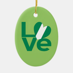 Nigeriaanse Groene LIEFDE Hart Vlag Keramisch Ornament