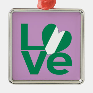 Nigeriaanse Groene LIEFDE Hart Vlag Metalen Ornament