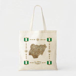 Nigeriaanse kaart + vlag tote bag