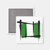 Nigeriaanse penseelvlag magneet (Voorkant / Achterkant)