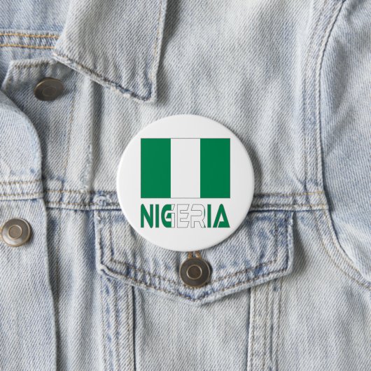Nigeriaanse vlag en Nigeria Ronde Button 7,6 Cm (In situ)
