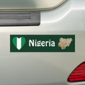 Nigeriaanse vlag Heart + Map Bumpersticker (Op auto)