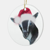 Nigerian Dwarf Goat Santa Hat kerstversiering Keramisch Ornament (Links)