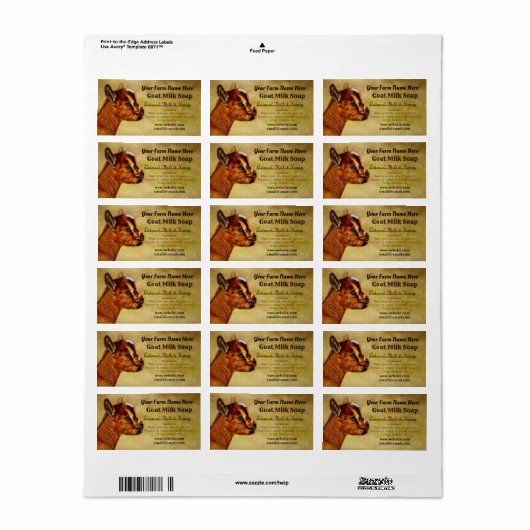 Nigerian Dwarf Kind Goat Milk Zeap Label (Full Sheet)