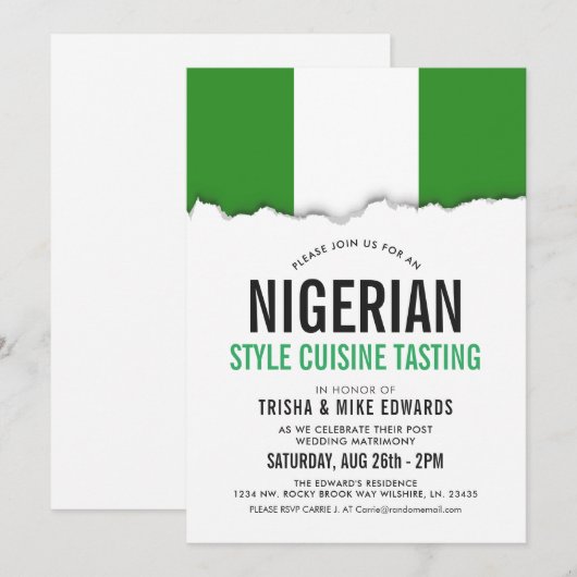 Nigerian Thmed Cuisine | De vlag van de partij nod Kaart (Voorkant / Achterkant)