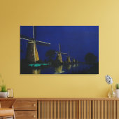 Night at Kinderdijk Canvas Afdruk (Insitu (Woonkamer))