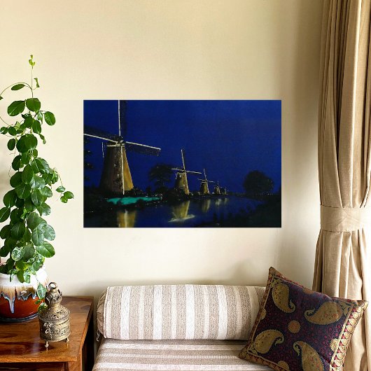 Night at Kinderdijk Canvas Afdruk