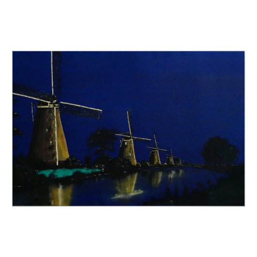 Night at Kinderdijk Perfect Poster (Voorkant)