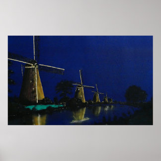 Night at Kinderdijk Poster