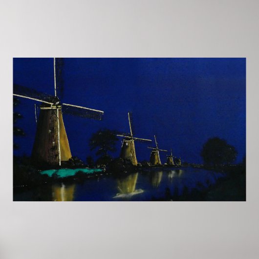 Night at Kinderdijk Poster (Voorkant)
