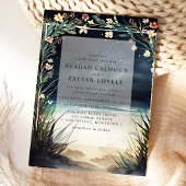 Night Beach Scene Wedding Kaart