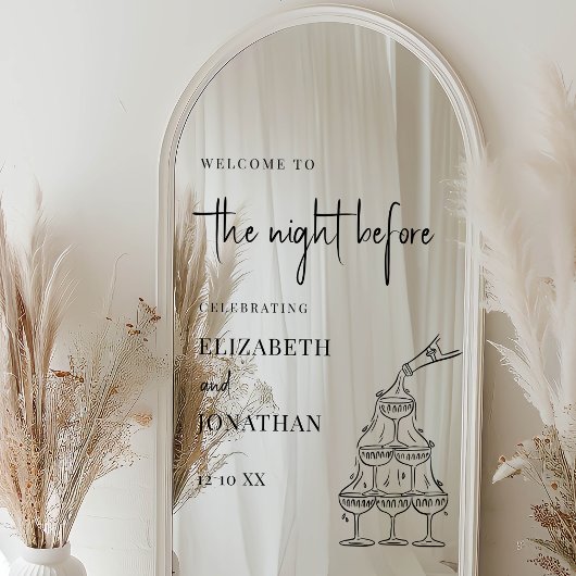 Night Before Rehearsal Dinner Mirror Welcome Sign Raamsticker