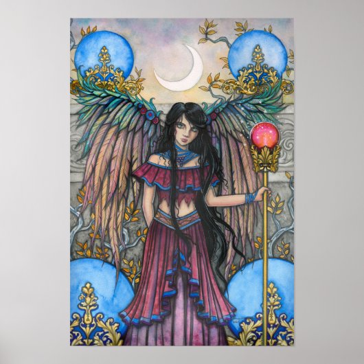 Night Bird Fantasy Fairy Art van Molly Harrison Poster (Voorkant)