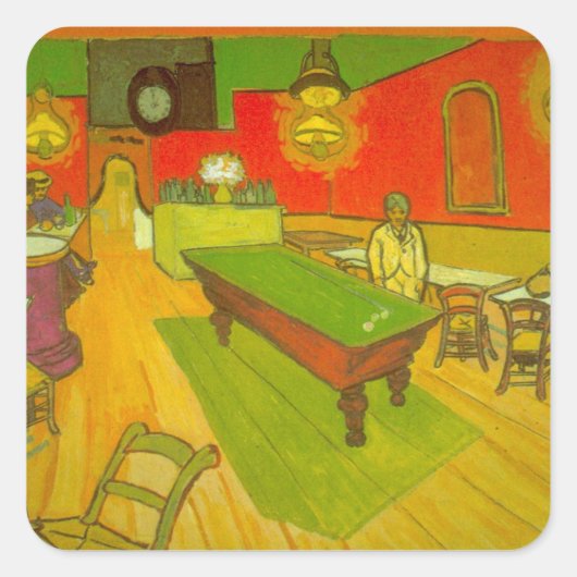 Night Cafe van Vincent van Gogh Vierkante Sticker (Voorkant)